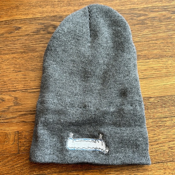 Gray Acrylic Beanie with soft fleece lining and logo on front - Picture 4 of 4